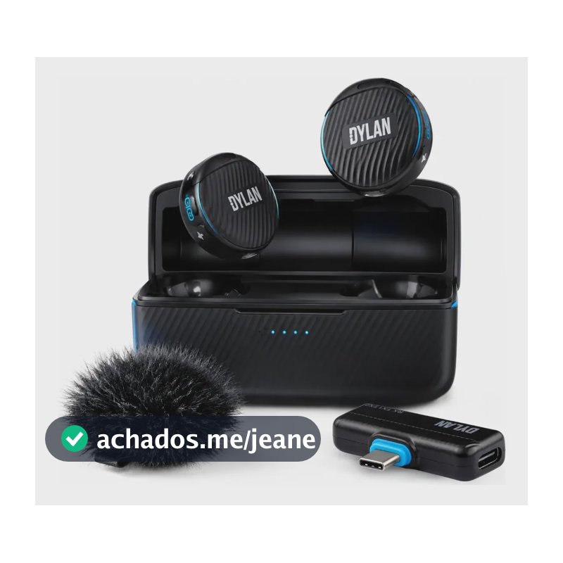 Microfone Lapela Celular Sem Fio Duplo Dylan Celebrate Tm-6 Preto
