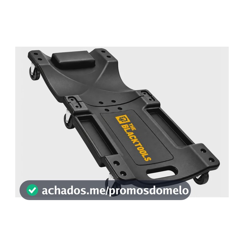 Carrinho Tipo Esteira Para Mecânico Profissional 150Kg 6 Rodízios Giratórios Com Encosto Estofado The Black Tools