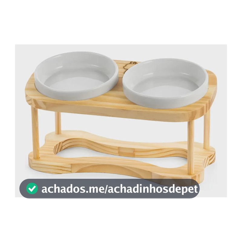 Comedouro Elevado Gato Duplo Ração Pet Porcelana 230ml Branco