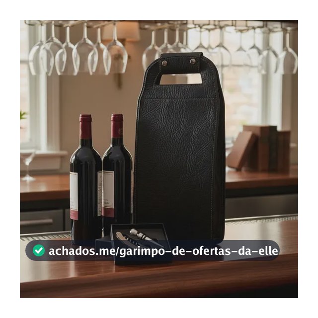 Wine Bag Bolsa Para Vinhos 2 Garrafas Em Couro 7703 Preto