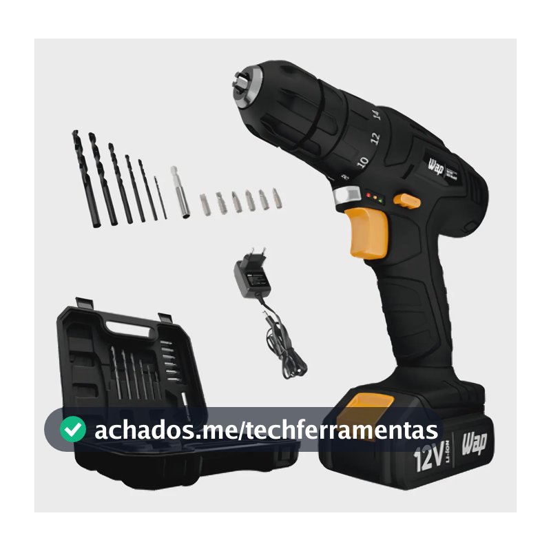 Furadeira Parafusadeira Bateria 12V Kit WAP BPF 12K3 BLACK