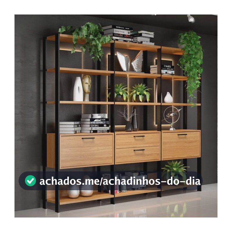 Estante 3 Torres 2 Gavetas E93 Dalla Costa Freijó/preto