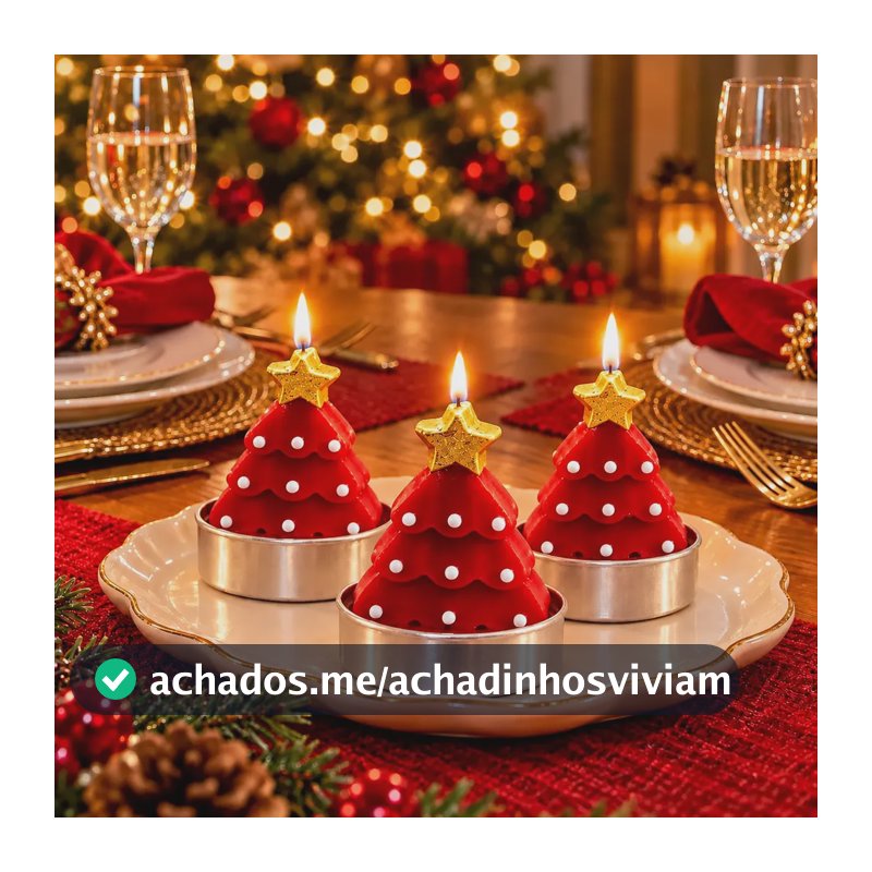 Vela De Natal Árvore Decorativa Mesa Posta Ceia Natalina Vermelho