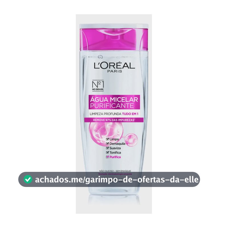 Água Micelar Solução de Limpeza 5 em 1 Limpa, Demaquila, Purifica, Suaviza e Reequilibra, Cuidado Diário para Todos os Tipos de Peles L'Oréal Paris 200ml