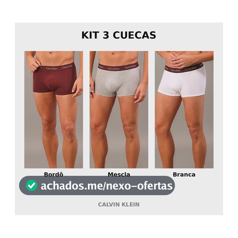 Kit 3 Cuecas Calvin Klein Low Rise Trunk Bordô Liso M
