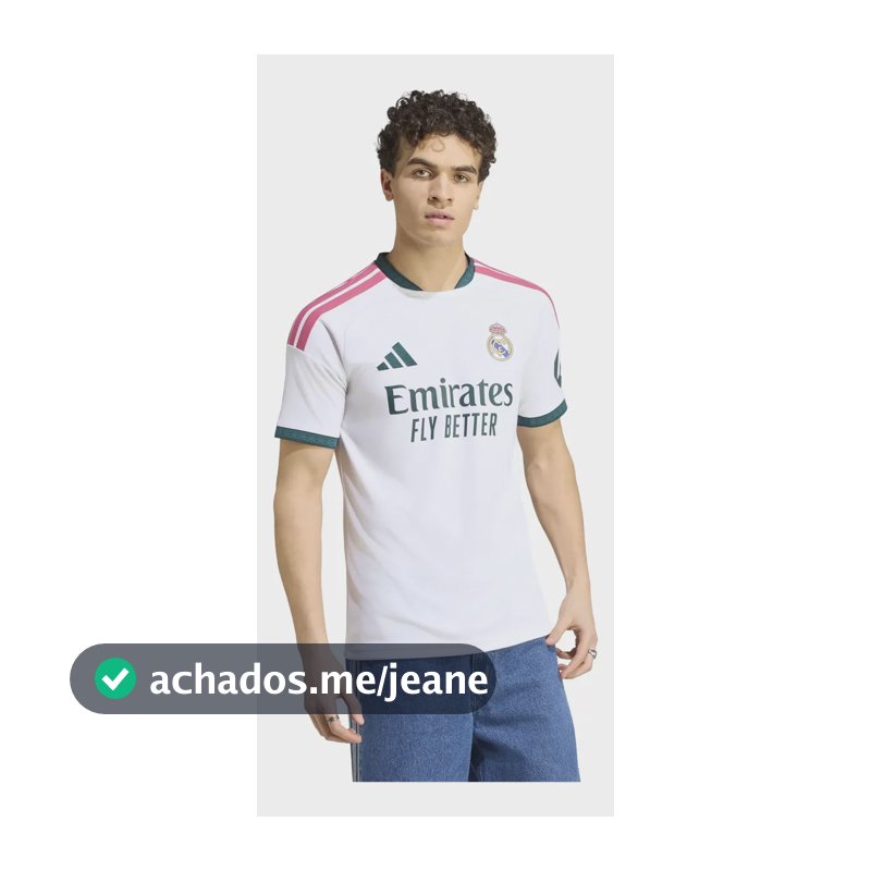 Camiseta I Masculina Real Madrid 26/27 adidas Branco Caveirão P Liso