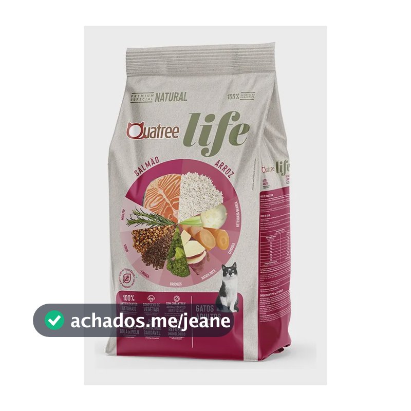 Ração Quatree Life Gatos Ad Salmão 10,1kg (sem Transgênicos)