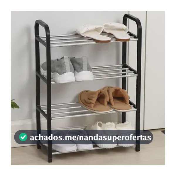 Sapateira Organizador Estante Sapateira 8 Pares Preto Plástico Aço