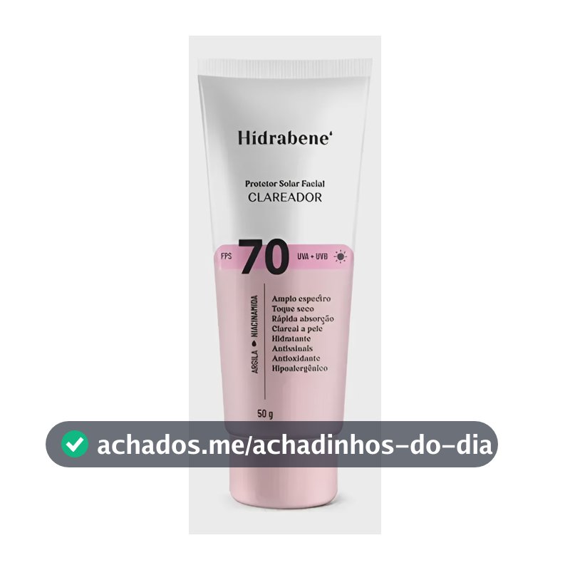 Hidrabene Protetor Solar Facial Clareador Fps 70 50g