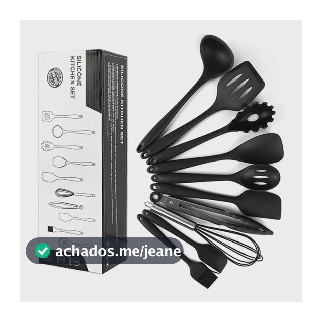 Kit 10 Peças Colheres De Silicone Cabo Inox Utensílios