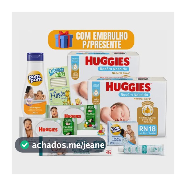 Kit Presente Chá De Bebê Lenço Umedecido Shampoo E Fraldas