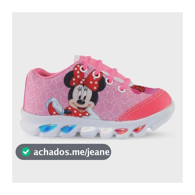 Tênis De Led Infantil Feminino Minnie Mouse Rosa