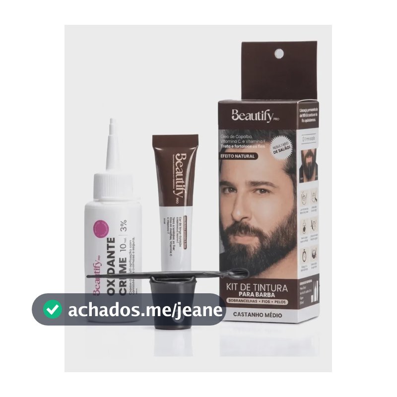 Kit Tintura Para Barba E Bigode Castanho Médio Beautify Pro