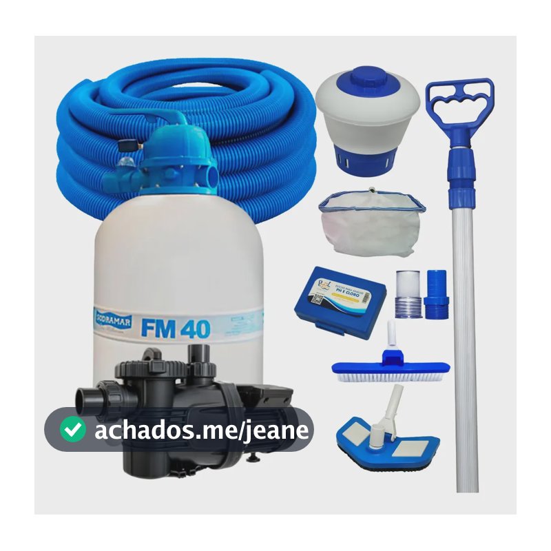 Filtro Piscina Fm40 Bomba 1/2cv Kit Limpeza Completo 52mil L 220v