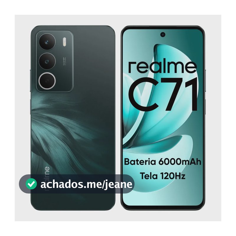 Celular Realme C71 4gb 128gb Dual Sim Tela 120hz Bateria 6000mah 45w Carregamento Verde
