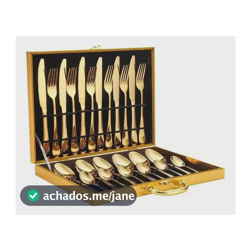 Kit Faqueiro Dourado Luxo Jogo Talheres Inox 24pçs + Maleta Dourado