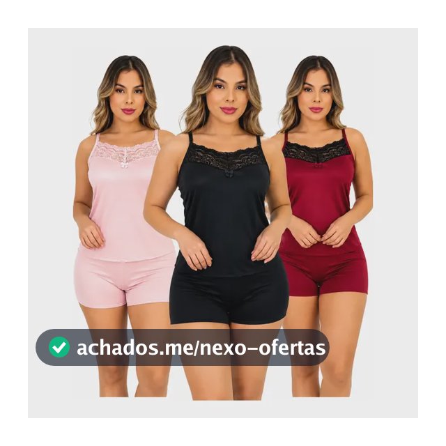 Kit Com 3 Baby Doll Short Doll Conforto Sensual Renda Luxo