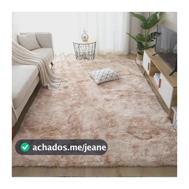 Tapete 2.00x1.50 Casa Laura Enxovais Shaggy Felpudo Para Quarto Sala Luxo Bege Mesclado