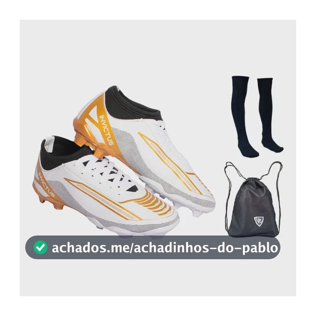 Kit Chuteira Campo Botinha Invictus Uzze Nova + Meião Bolsa