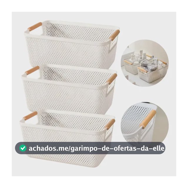 Kit 3 Cesto Organizador 27cm Multiuso Cozinha Lavanderia