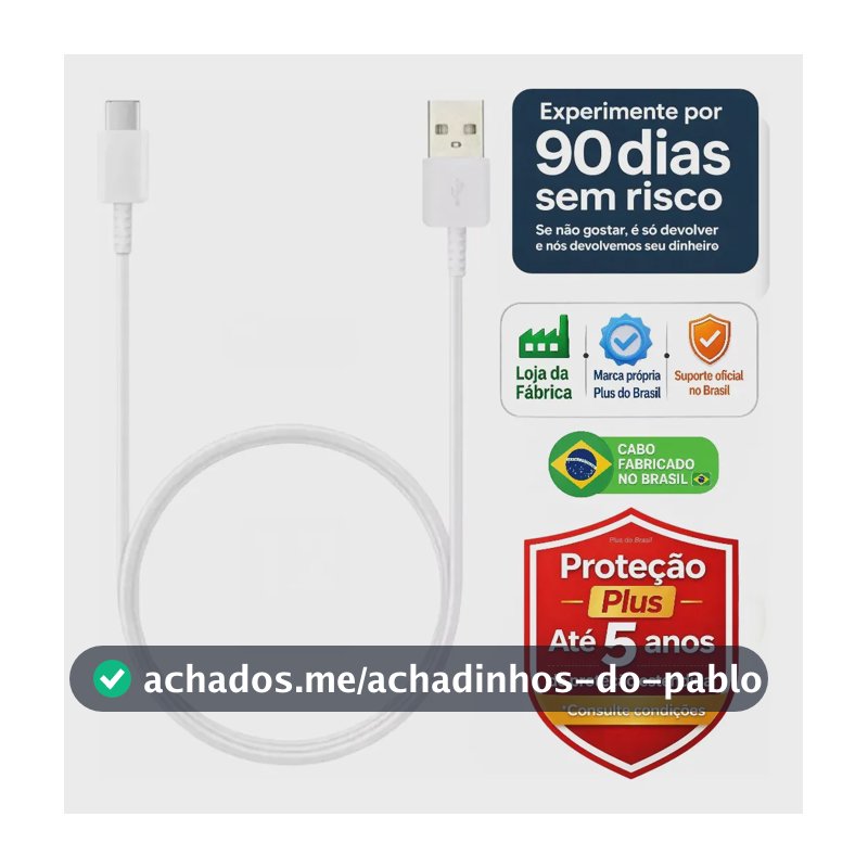 Plus do Brasil Cabo Usb Turbo Tipo C Para Samsung Galaxy S26 S25 S24 Plus S23 Fe S22 S21 S20 A16 A15 A22 A13 A14 A55 A53 A54 A06 A05s A20 A21 Apple iPhone 18 17 16 15 Carplay Android Auto BR