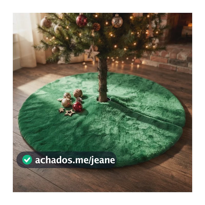 Saia Tapete De Árvore De Natal Em Pelúcia 70cm Verde Verde Pelúcia