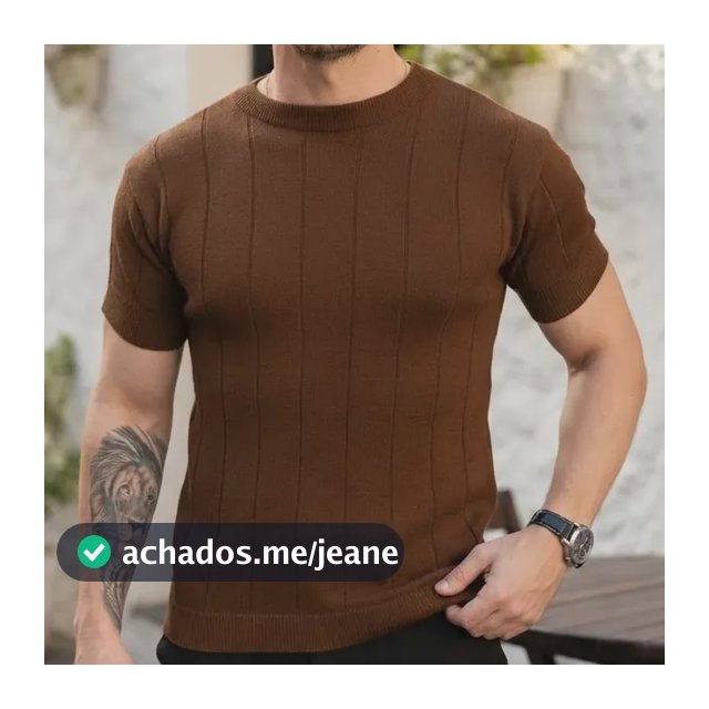 Camiseta Social Masculina Modal Tricô Macia Canelada Casual