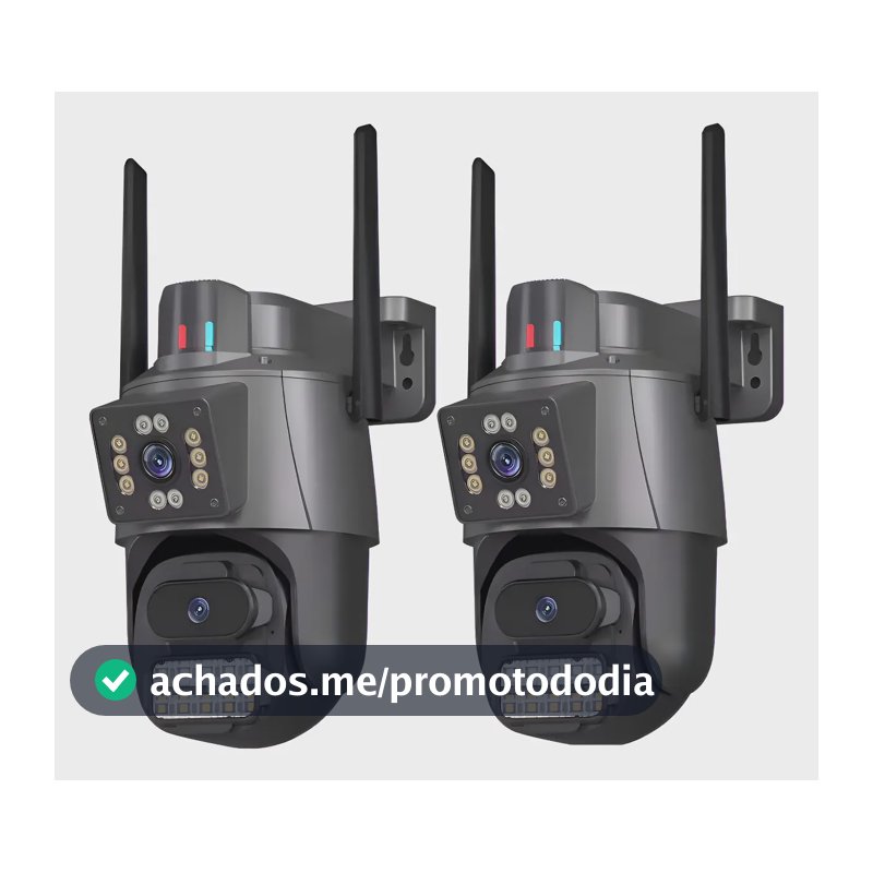Kit 2 Câmera Segurança Ip App Icsee Lente Dupla Cor Preto