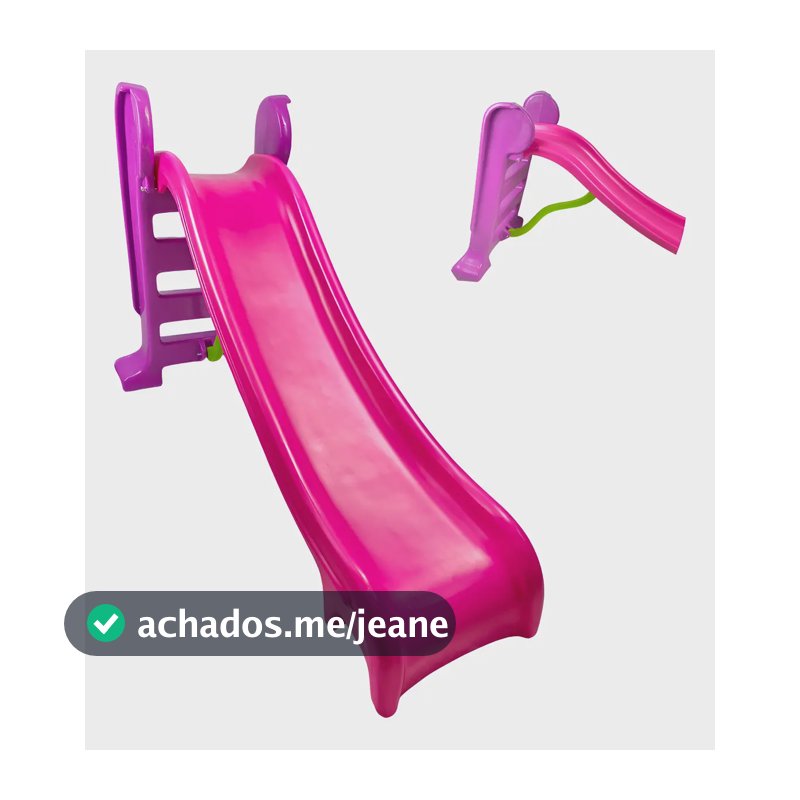Escorregador de Plástico com 3 Degraus para Parquinho Infantil Rosa