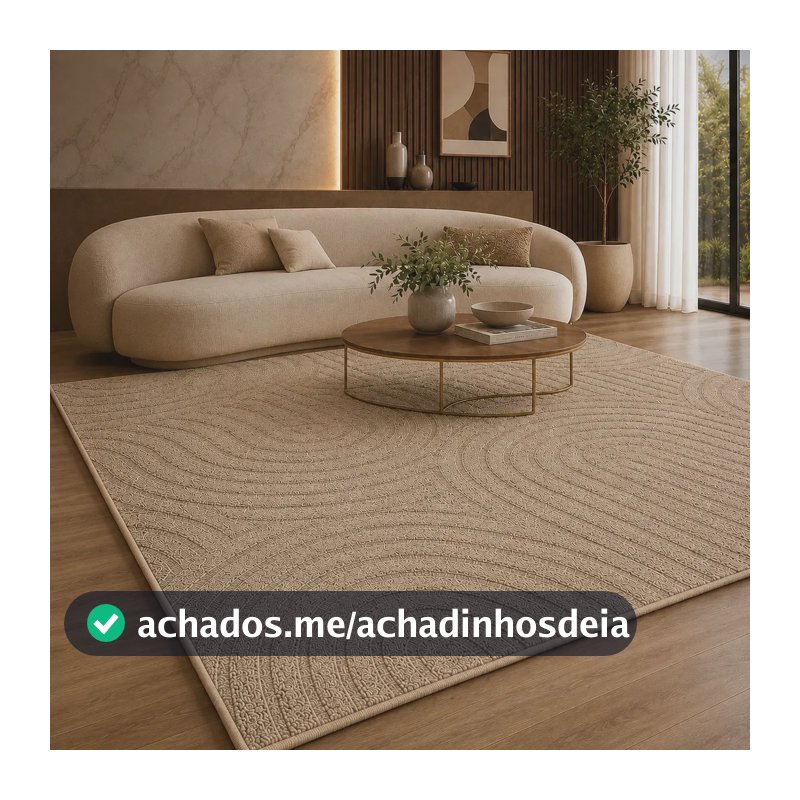 Tapete Moderno 2,5x2,0 Antiderrapante Alto Relevo Sala Bege 2.5 M 2 M Bege