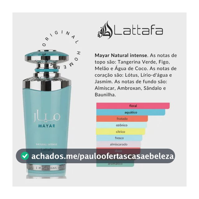 Perfume Arabe Mayar Lattafa Natural Intense 100ML Com Nf