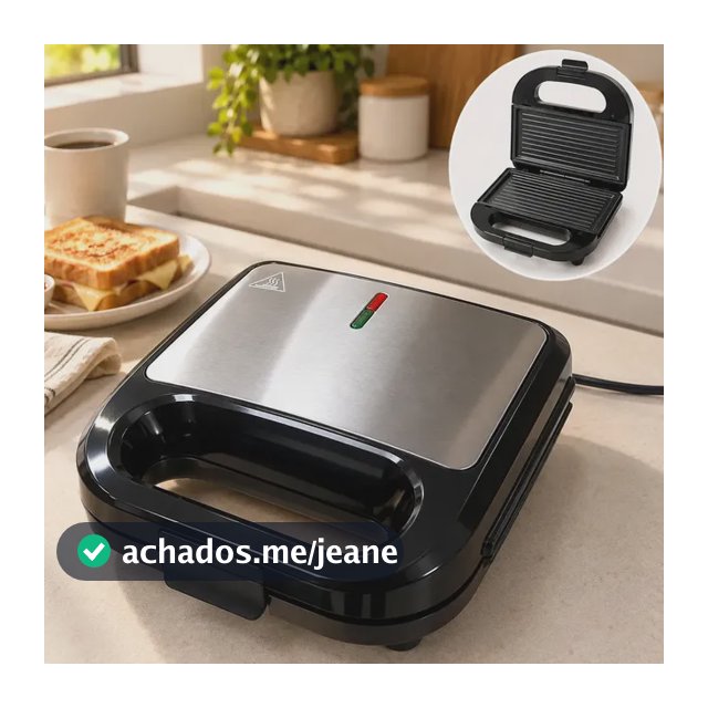 Sanduicheira 2 em 1 Elétrica Grill Inox Antiaderente 750W