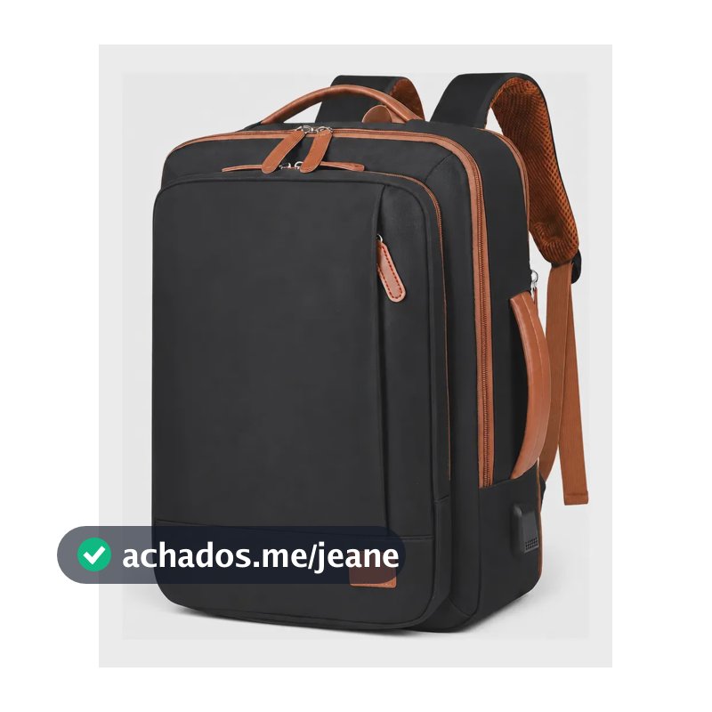 Mochila de Viagem Executiva 40L Notebook 17 Preta Masculina Feminina Impermeável Expansível com Porta USB