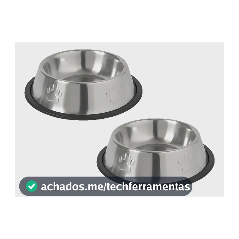 Kit 2 Tigela Inox G Bebedouro Comedouro Cachorro Grande Inox Grande Potinho 800ml