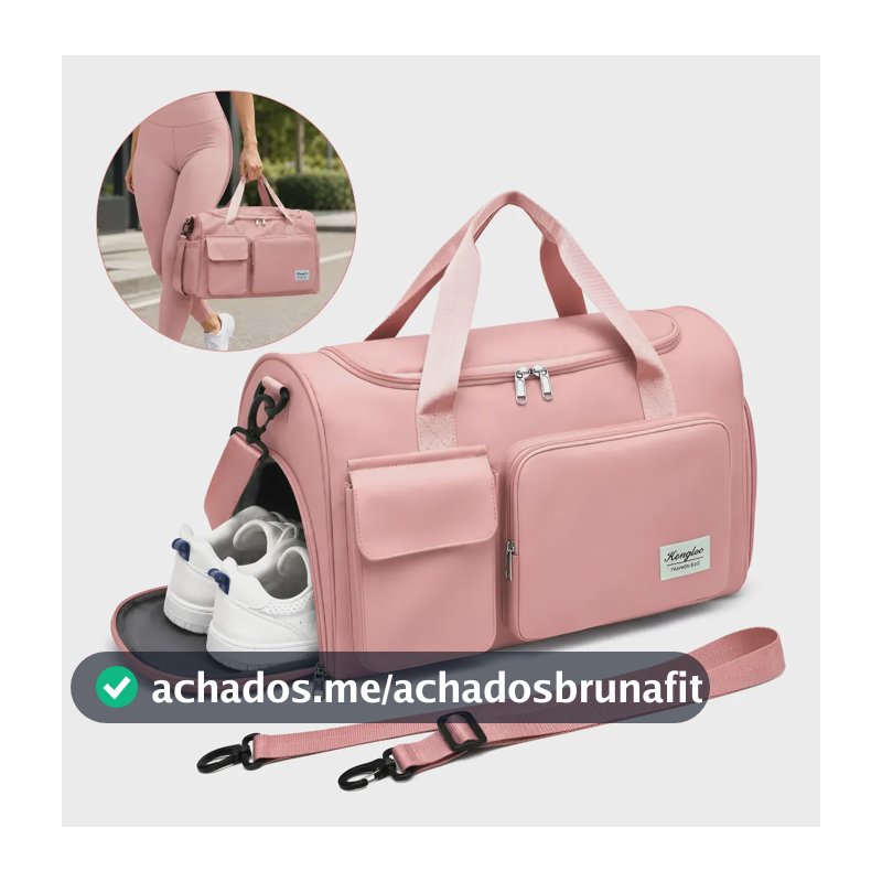 Bolsa Mala De Mão Dobrável Viagem Academia Artigos Tenis Rosa