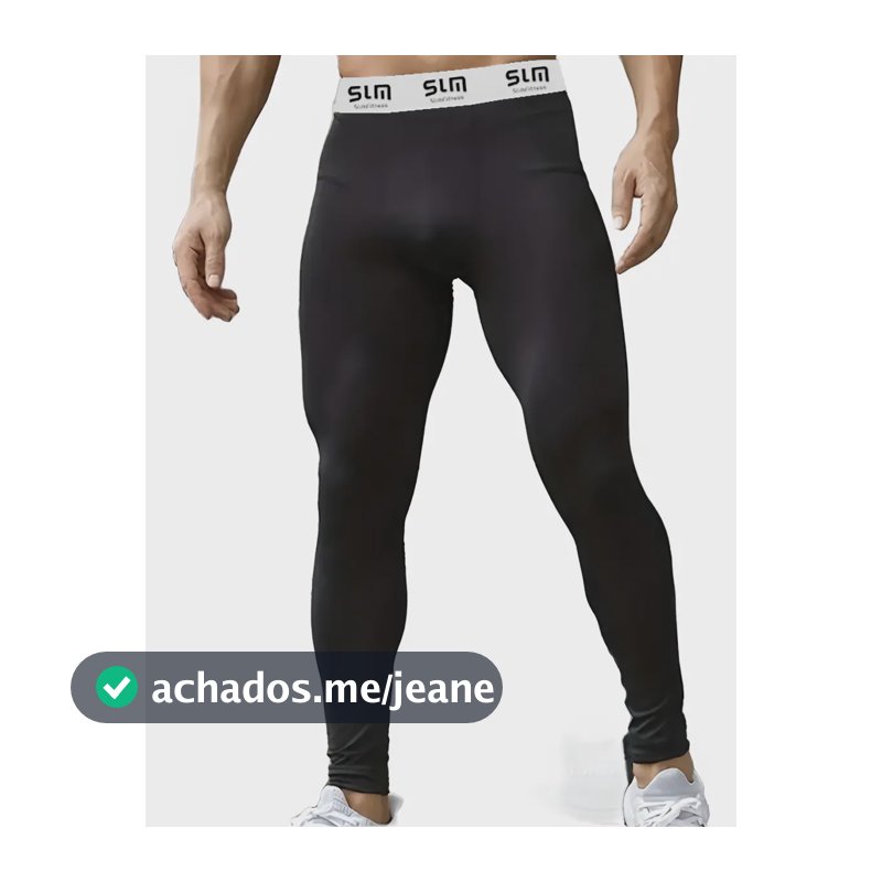 Calça Legging Masculina Ginástica Treino Segunda Pele Bolso Preto M