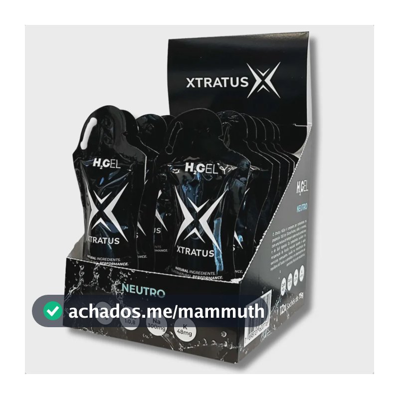 H2 Gel Neutro Cx 12x40g Carboidrato Rápido Xtratus Sabor Sem Sabor