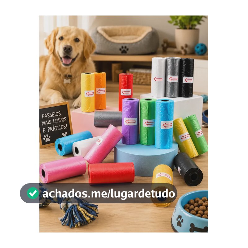 Refil Saquinho Pet Kit 30 Rolinhos Colorido Cata Caca Colorido