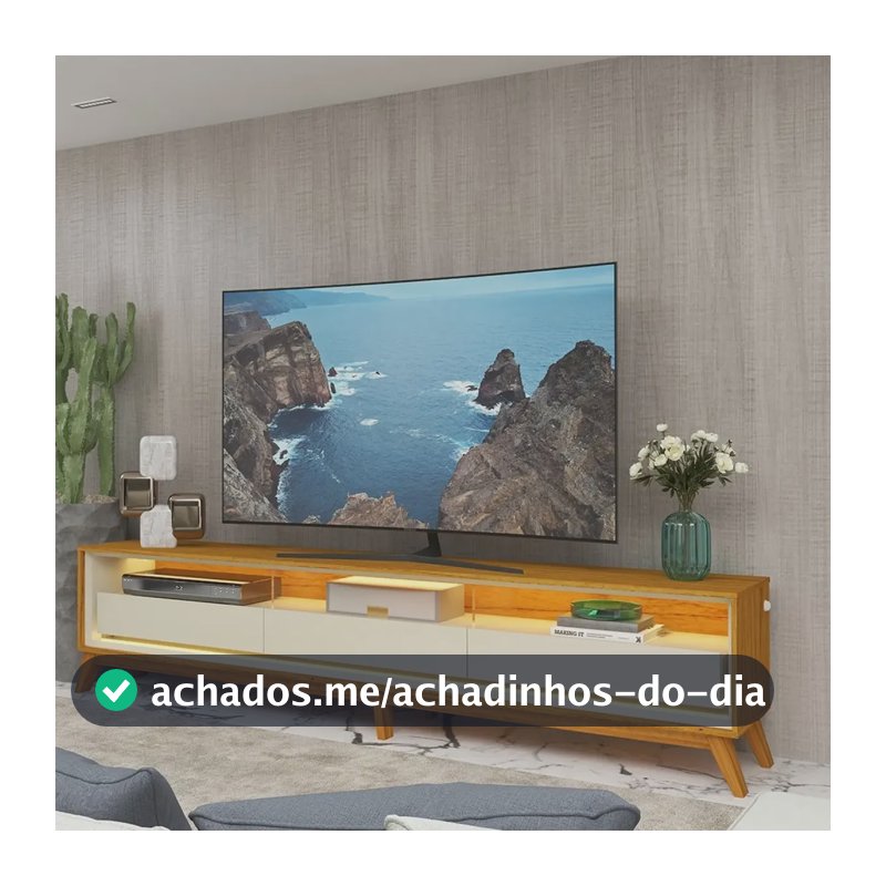 Rack Para Tv Até 85 Polegadas Com Led Com Pés 260cm Hj Naturale/off White