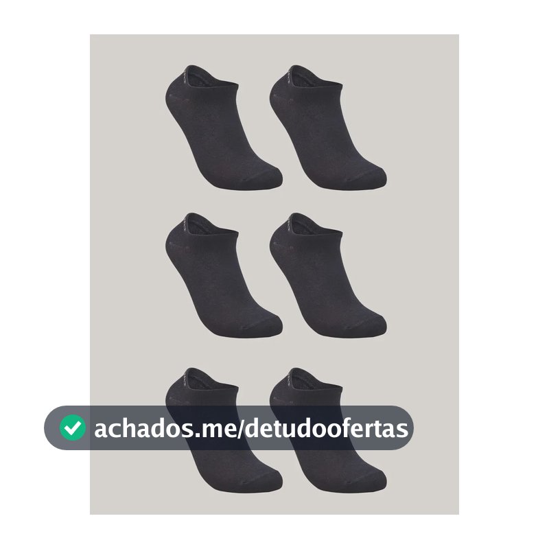 Kit De 6 Pares De Meias Masculino E Feminino Sapatilha Lupo Preto Liso 41-44