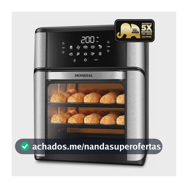 Fritadeira Air Fryer Forno Oven 12L, Mondial, 2000W - AFON-12L-BI
