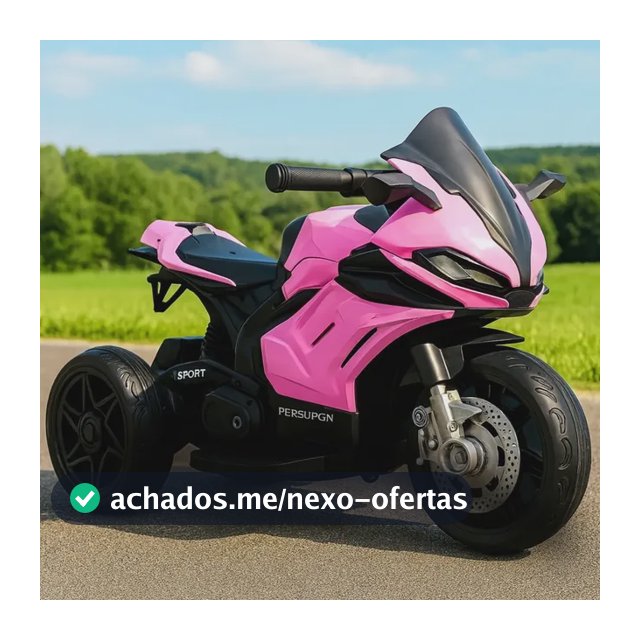 Mini Moto Elétrica Infantil Brinq Kids Rosa 6V Com Luzes E Buzina