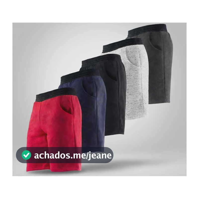 Kit 5 Bermudas Moletom Masculina Sortidas Academia Full Lote Sortido Liso G1