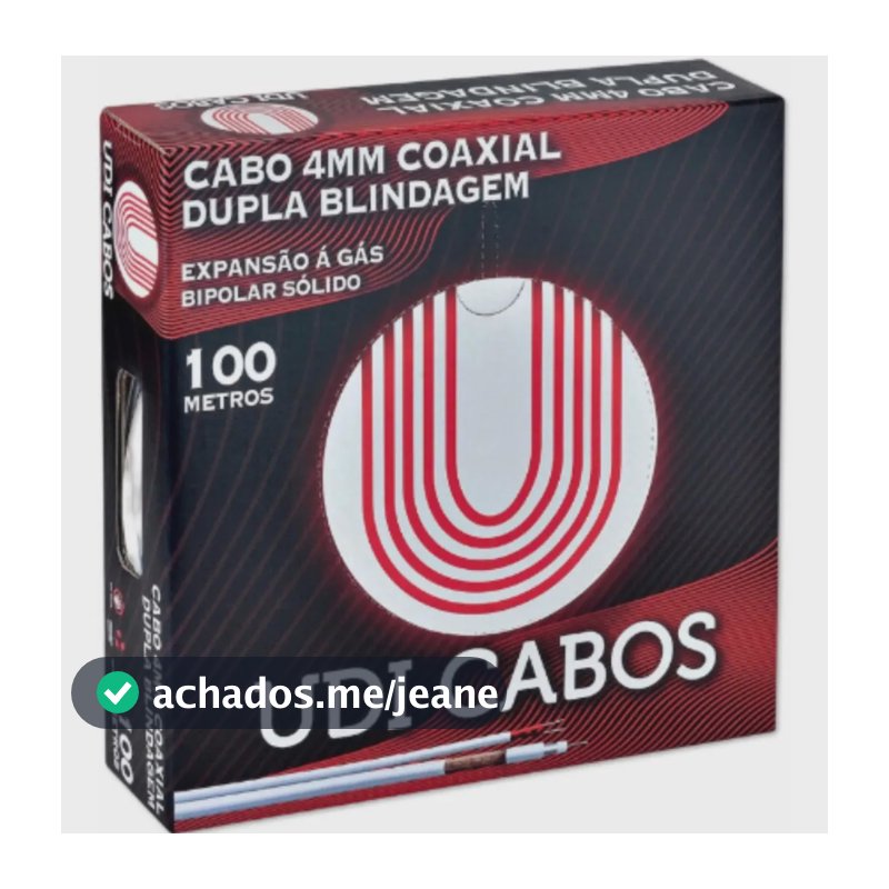 Cabo UDI Coaxial 4 Mm Bipolar Hd 100 Mts Dupla Blindagem P/ Cftv
