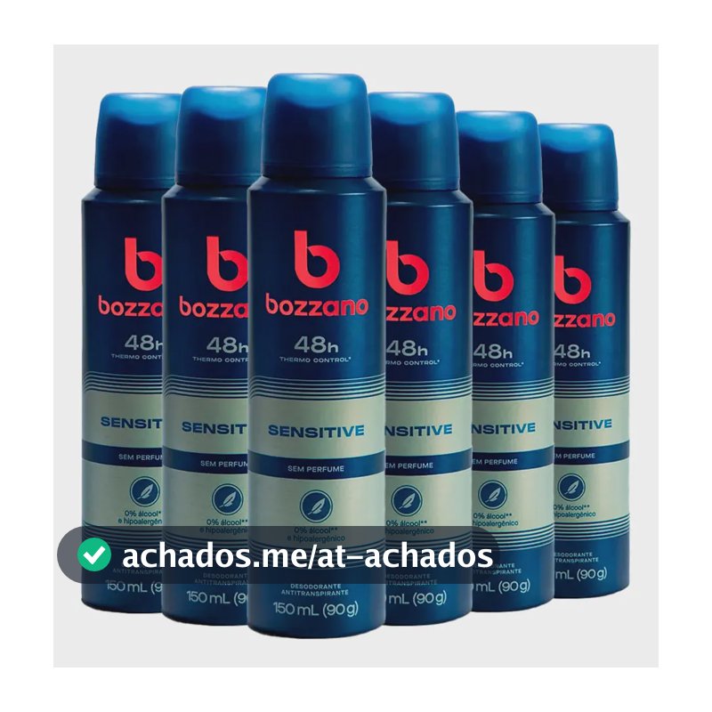 Kit Desodorante Aerosol Bozzano Sem Perfume 90g - 6 Unidades
