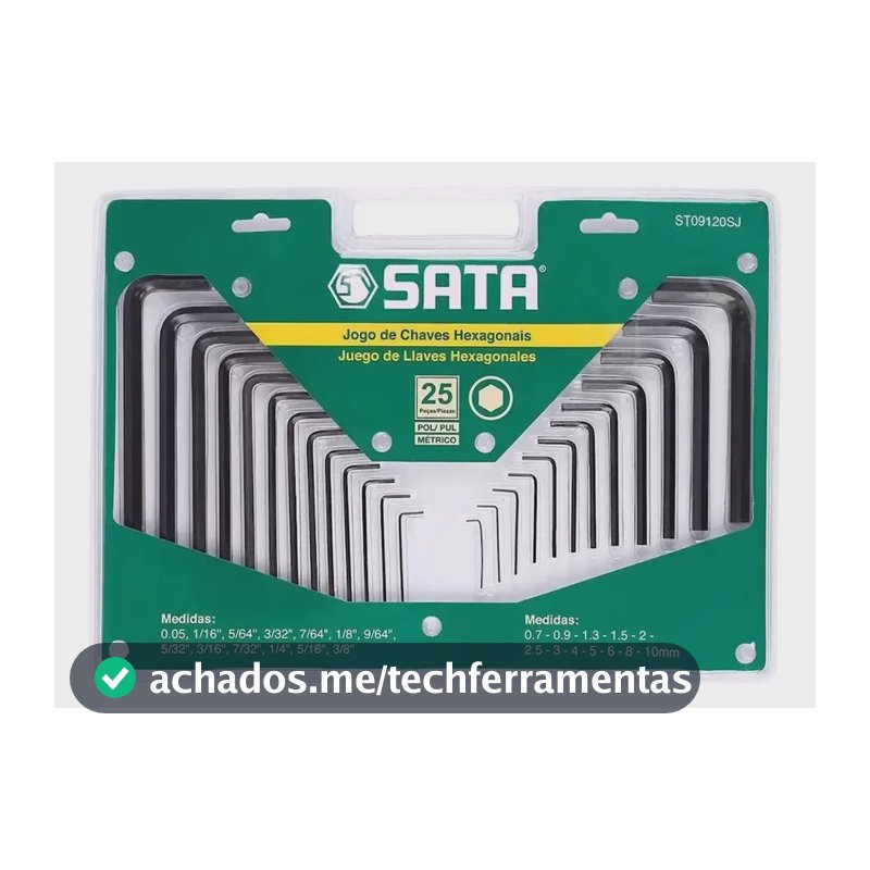 Jogo De Chave Allen Hexagonal 25 Peças St09120sj - Sata