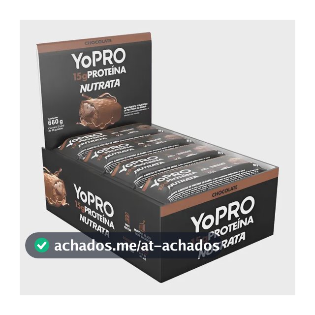 Barra De Proteína Yopro Cx 12 Un Nutrata Sabor Chocolate Chocolate