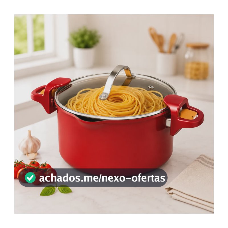 Panela Espagueteira Macarrão Maxchef Antiaderente 3 Litros Vermelho