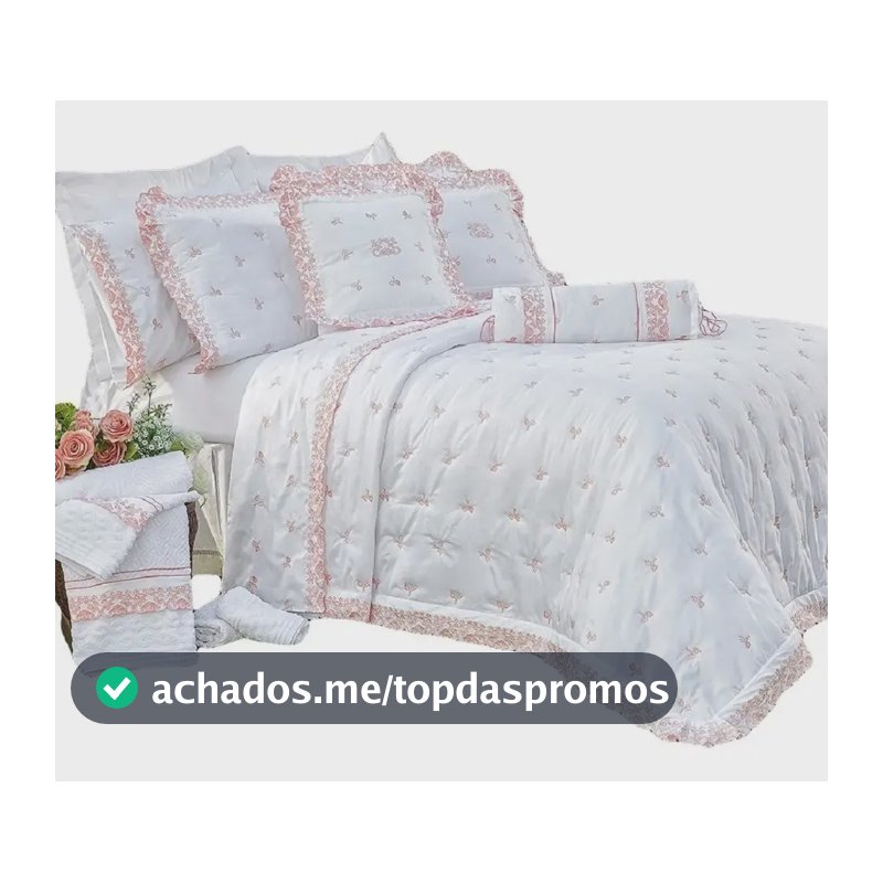Kit Cobre Leito Rivieri Casal Queen 20 Peçs 600 Fios Bordado Blanco