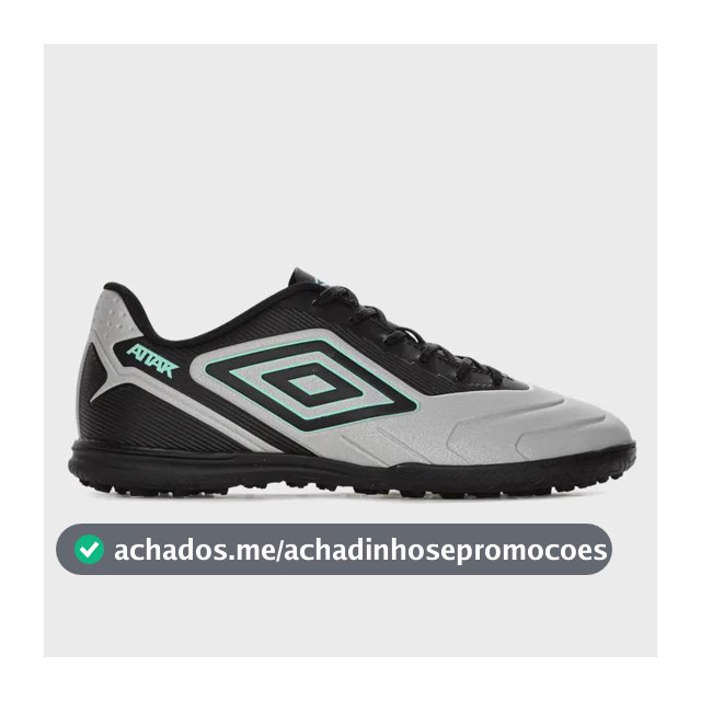 Chuteira Umbro Society Attak Lll Esporte Grama Sintética Cinza-preto 41 Br